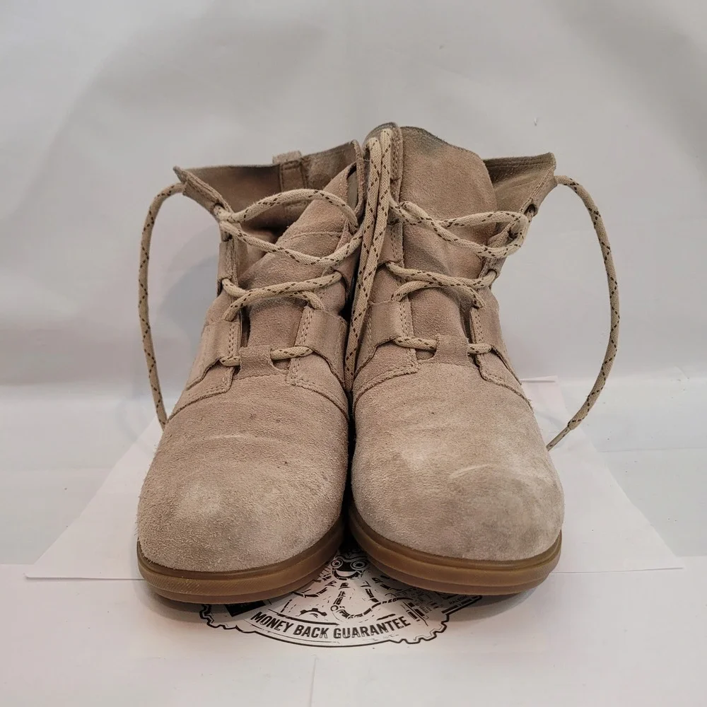 Sorel Evie Sport Lace Leather Boots Womens 9.5 Grey Suede Wedge NL3322-271